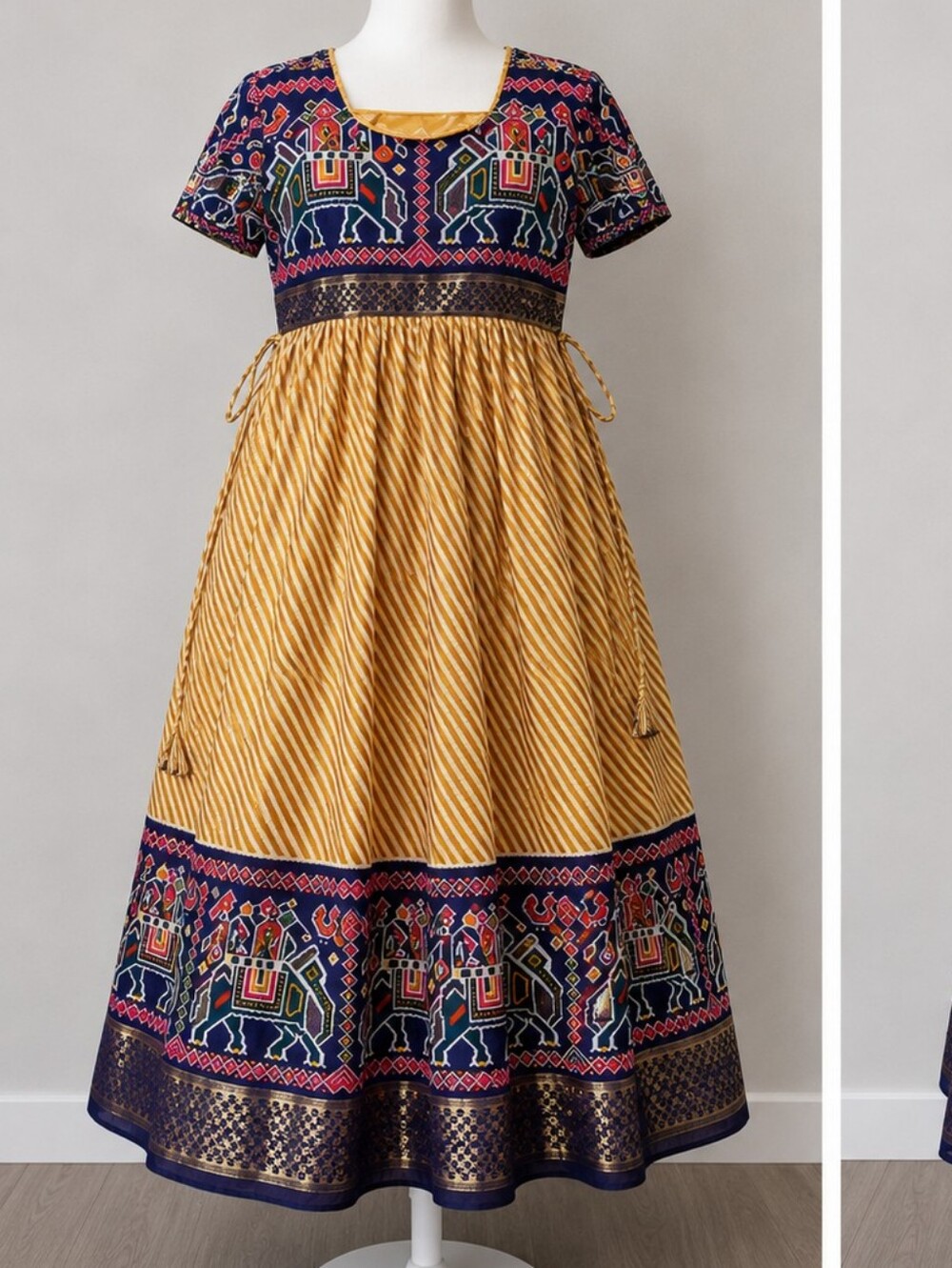 👑 "Royal Patola Indian Long Gown – Tradition with a Modern Twist"